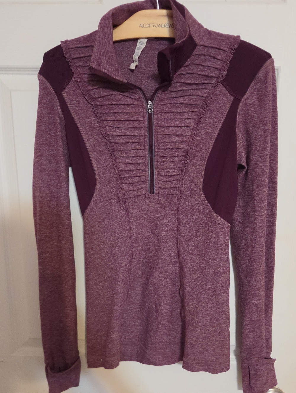 lululemon athletica Plum Half-Zip Ruffle Detail Long Sleeve Top
